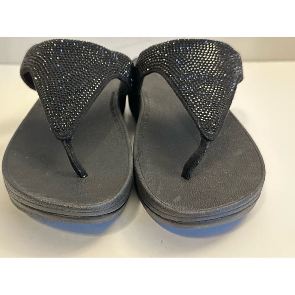 Fitflop Lottie Shimmer Crystal Thong Sandals Black Size EU 38/ US 7 T82-001 - Picture 6 of 10